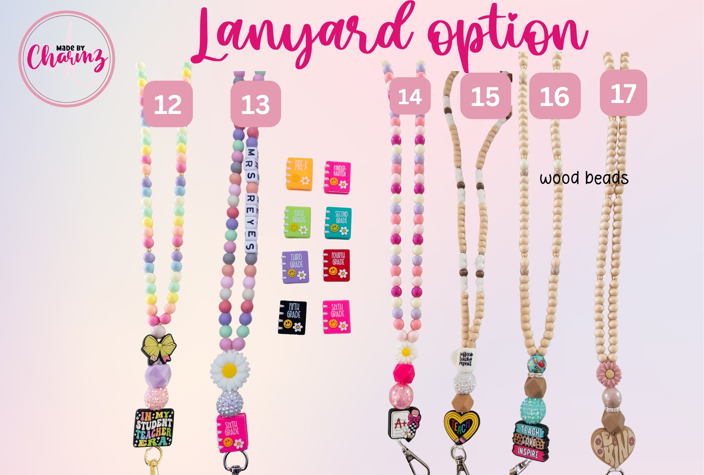 Teacher Embroidered Crewneck and Beaded Lanyard Set