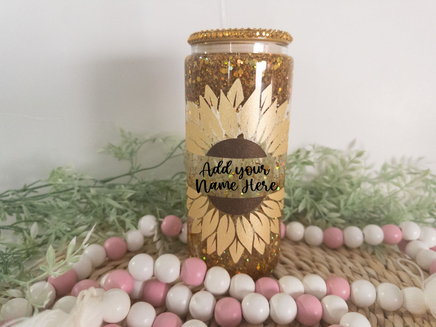 Sunflower Snow Globe Glass Can