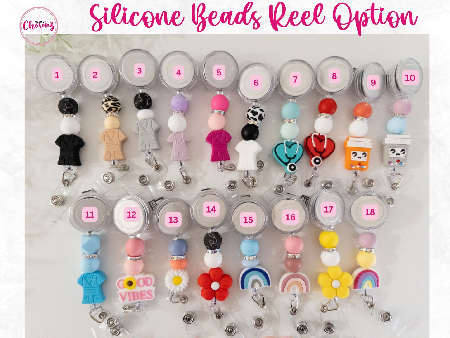 Nurse Beaded Badge Reels| Acrylic Resin Badge Reels