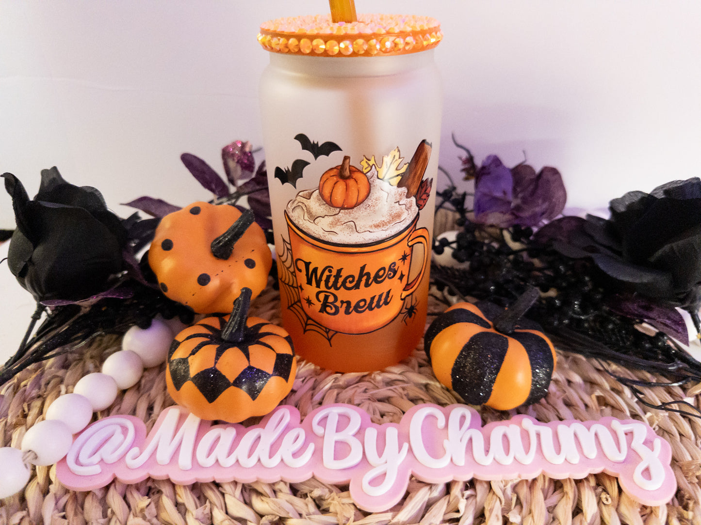 Witches Brew Glass Can| Halloween Glass Can