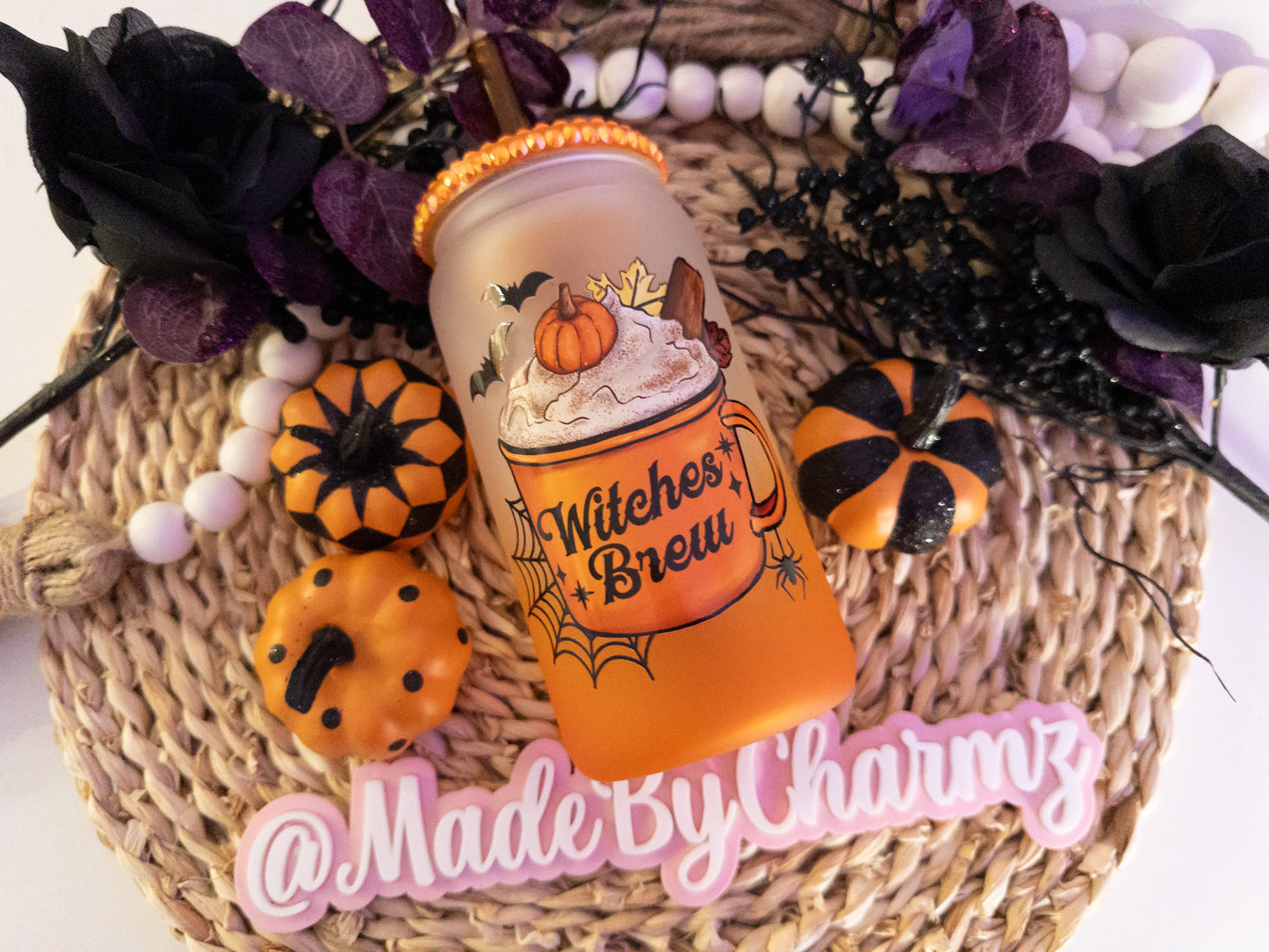 Witches Brew Glass Can| Halloween Glass Can