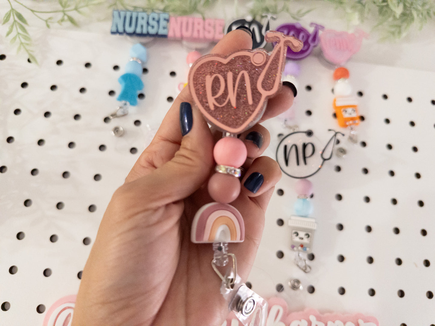 Nurse Beaded Badge Reels| Acrylic Resin Badge Reels