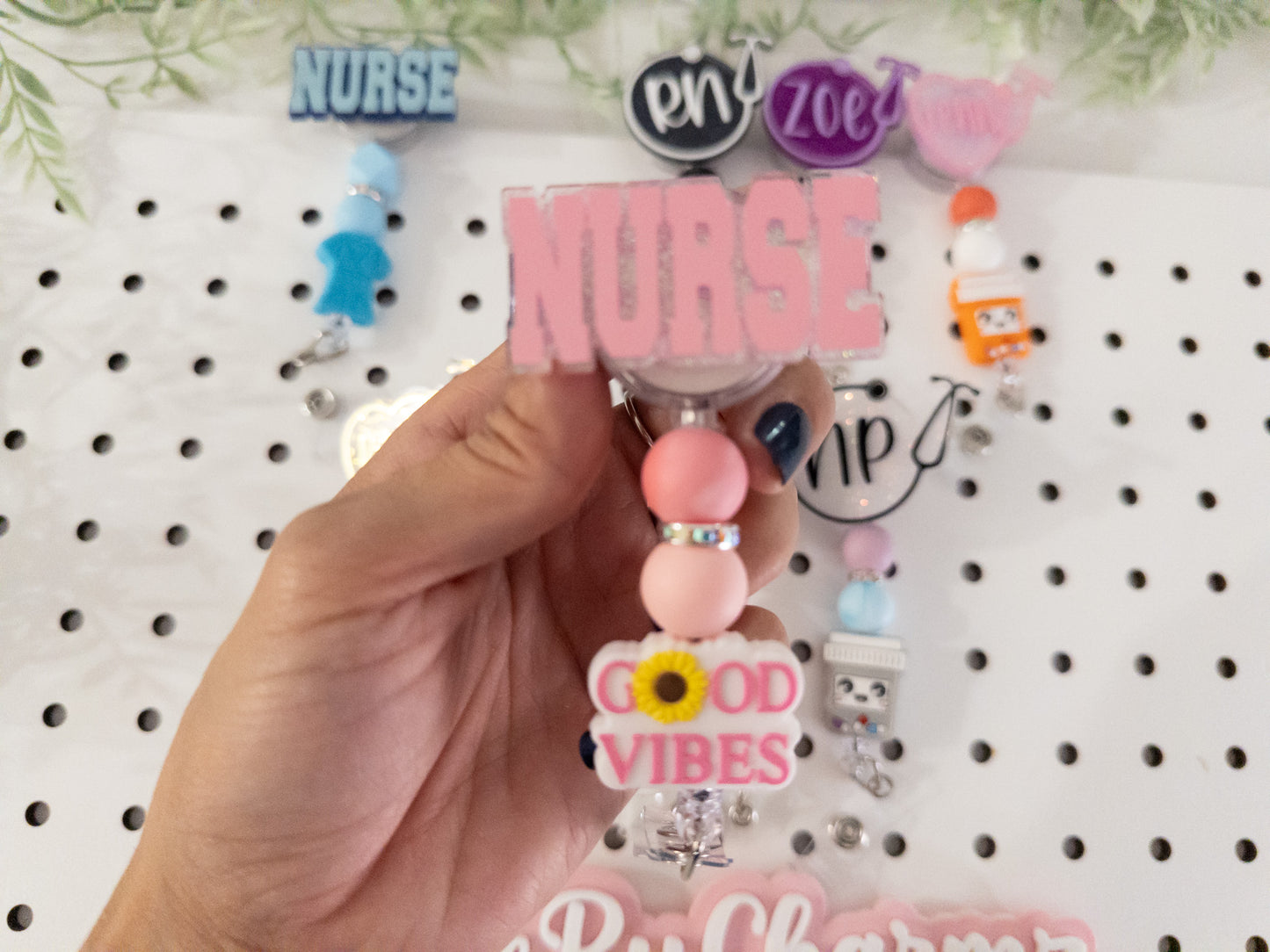 Nurse Beaded Badge Reels| Acrylic Resin Badge Reels