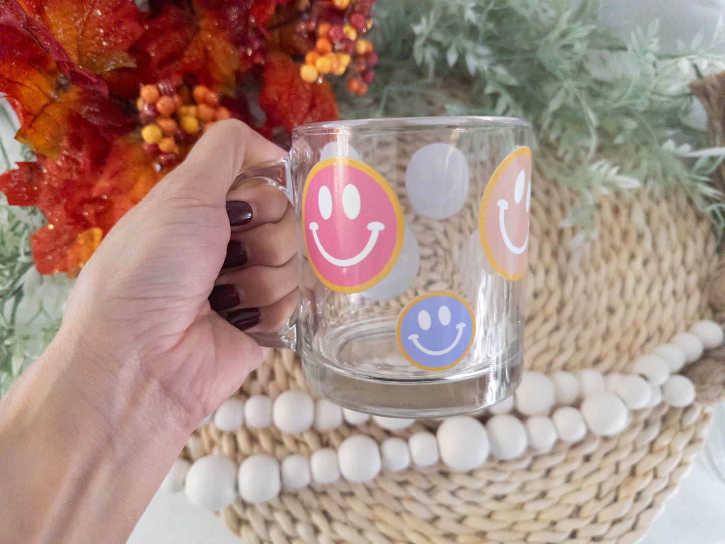 Clear Coffee Mug| Retro Flower Clear Coffee Mug