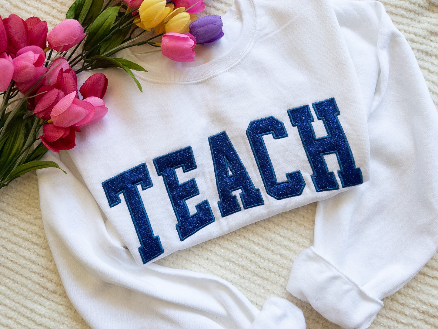 Teach Embroidered Crewneck| Teach applique Hoodie