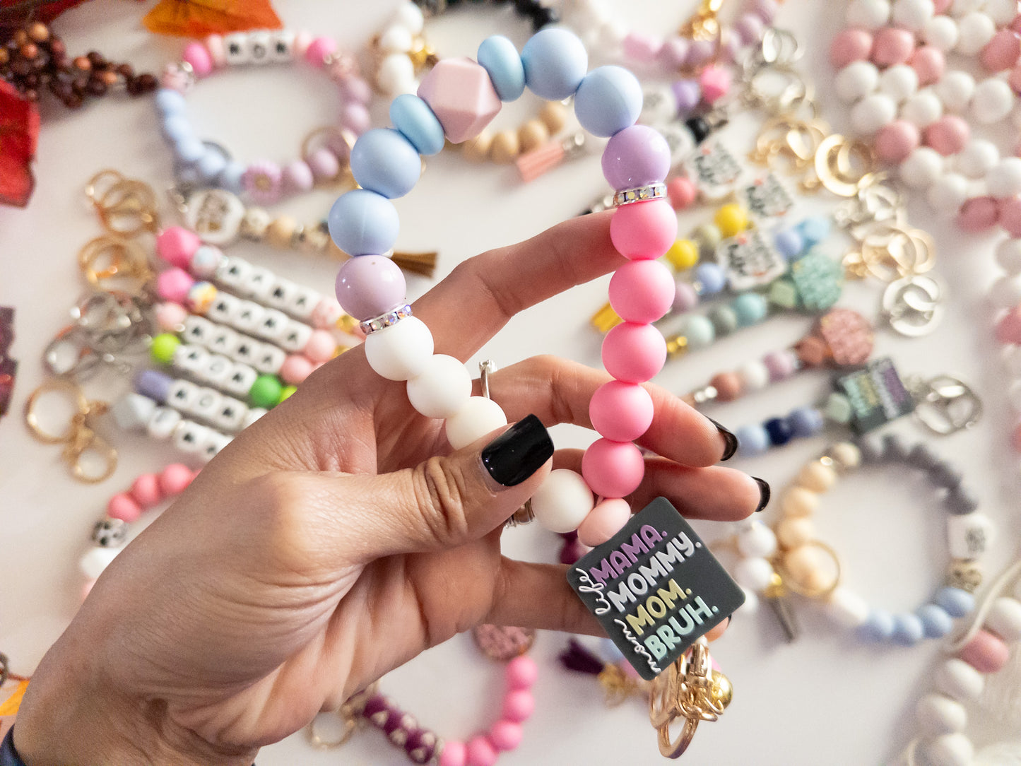 Mama Silicone Beads Keychain/Wristlet