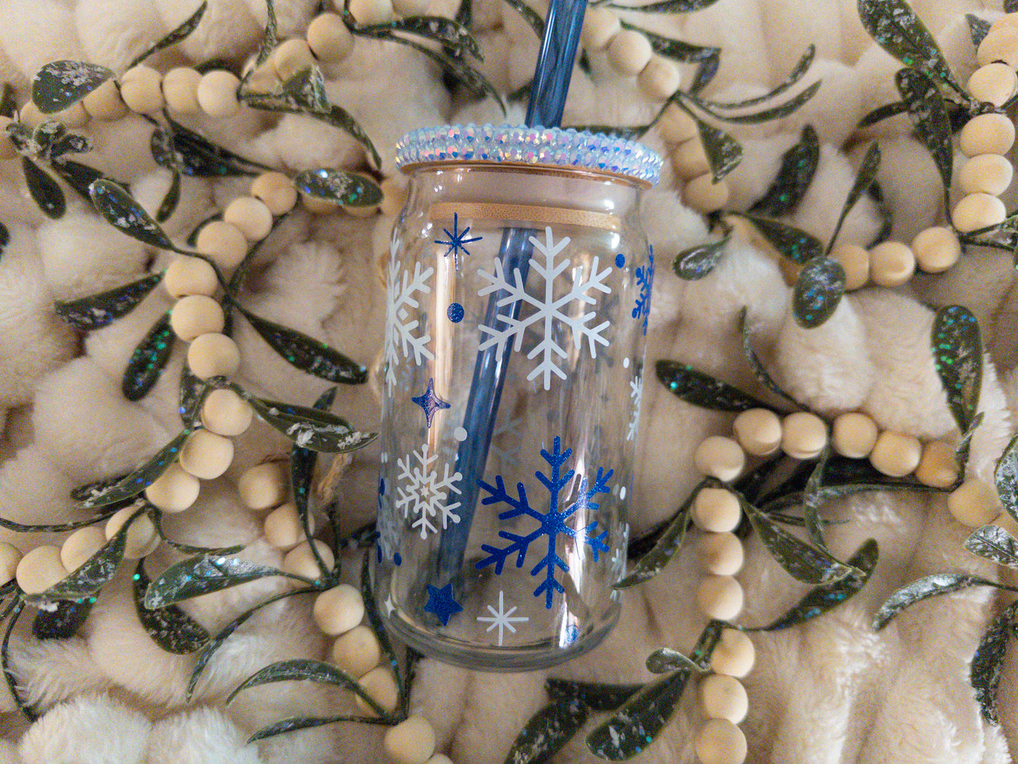 SnowFlakes Christmas Glass Can