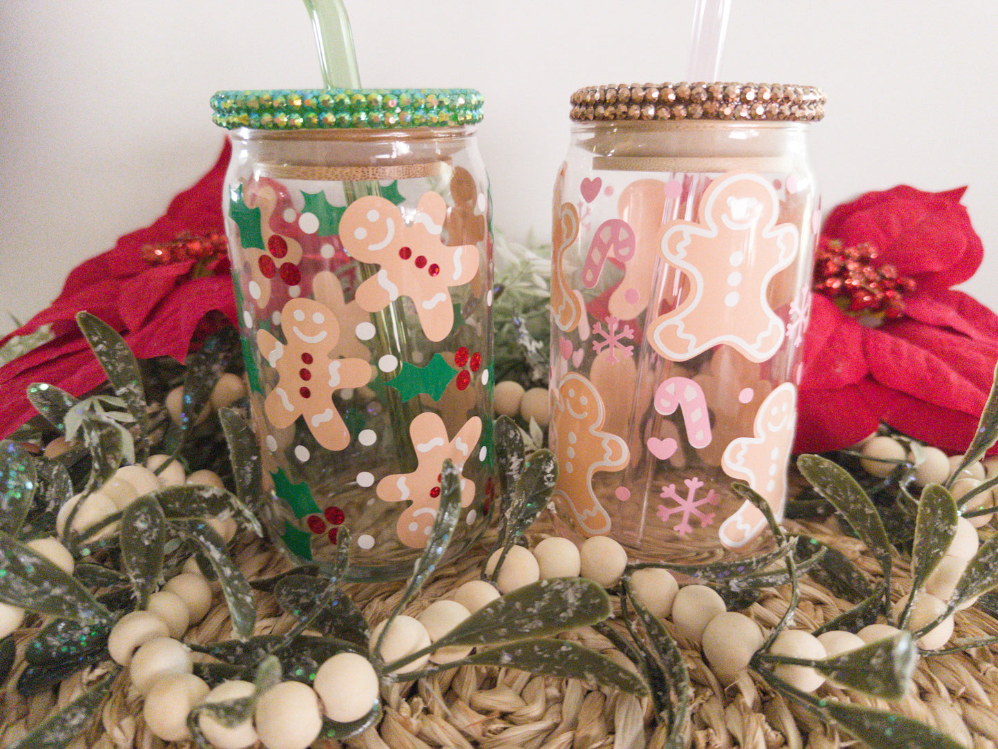 Gingerbread Man Christmas Glass Can