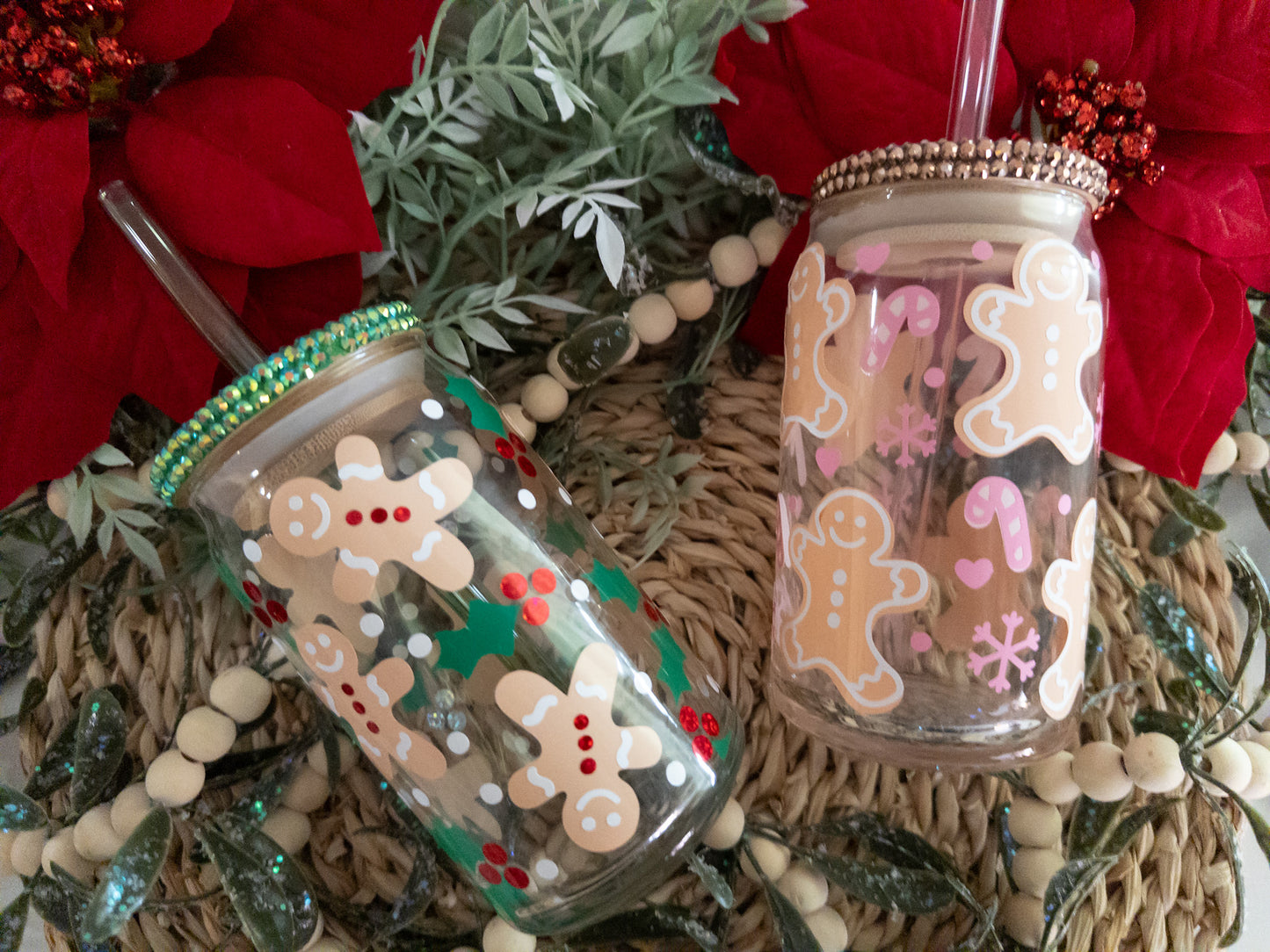 Gingerbread Man Christmas Glass Can