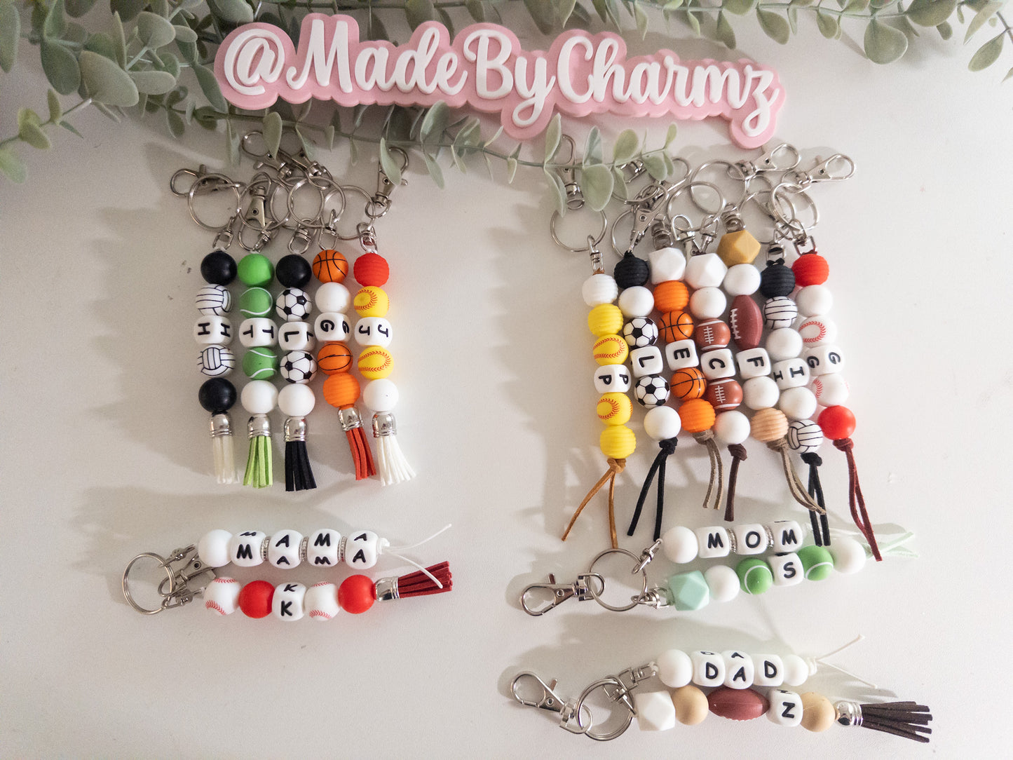 Sports Silicone Beads Keychain