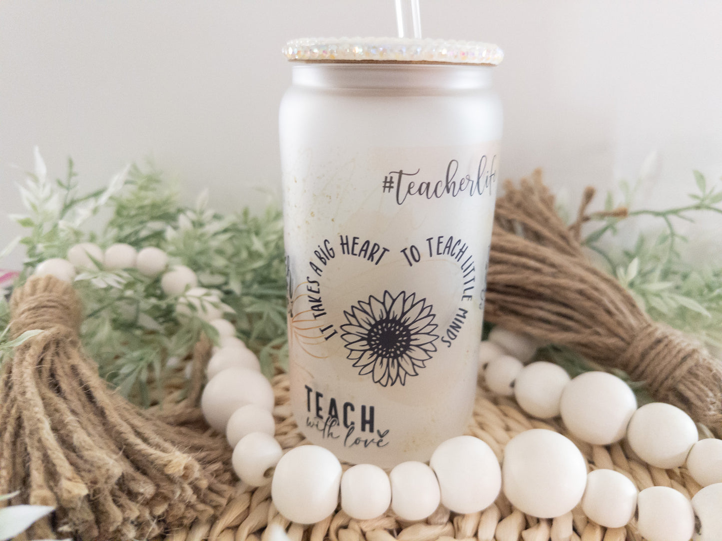 Teacher Affirmation Frosted Glass Can