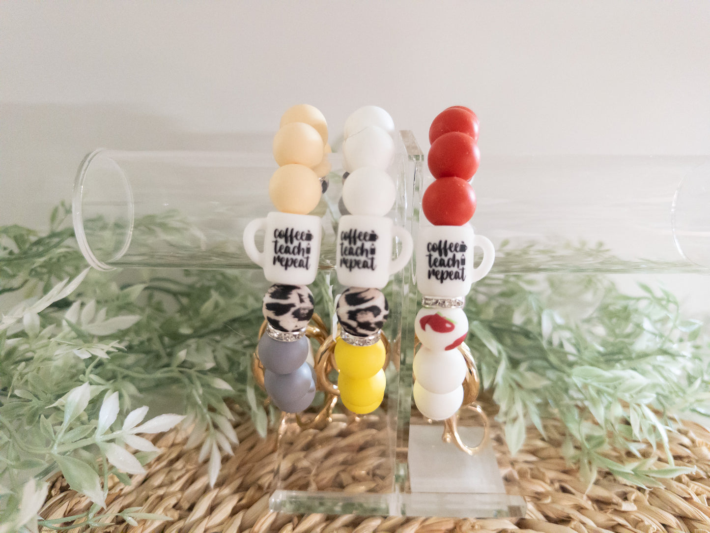 Teacher Silicone Beads Keychain