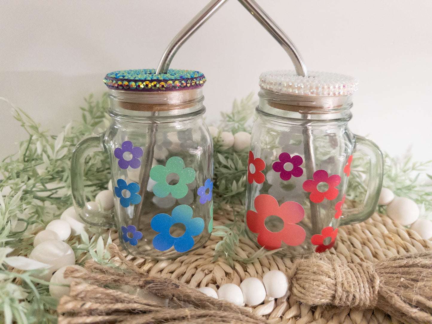 Retro Flower Mason Cup
