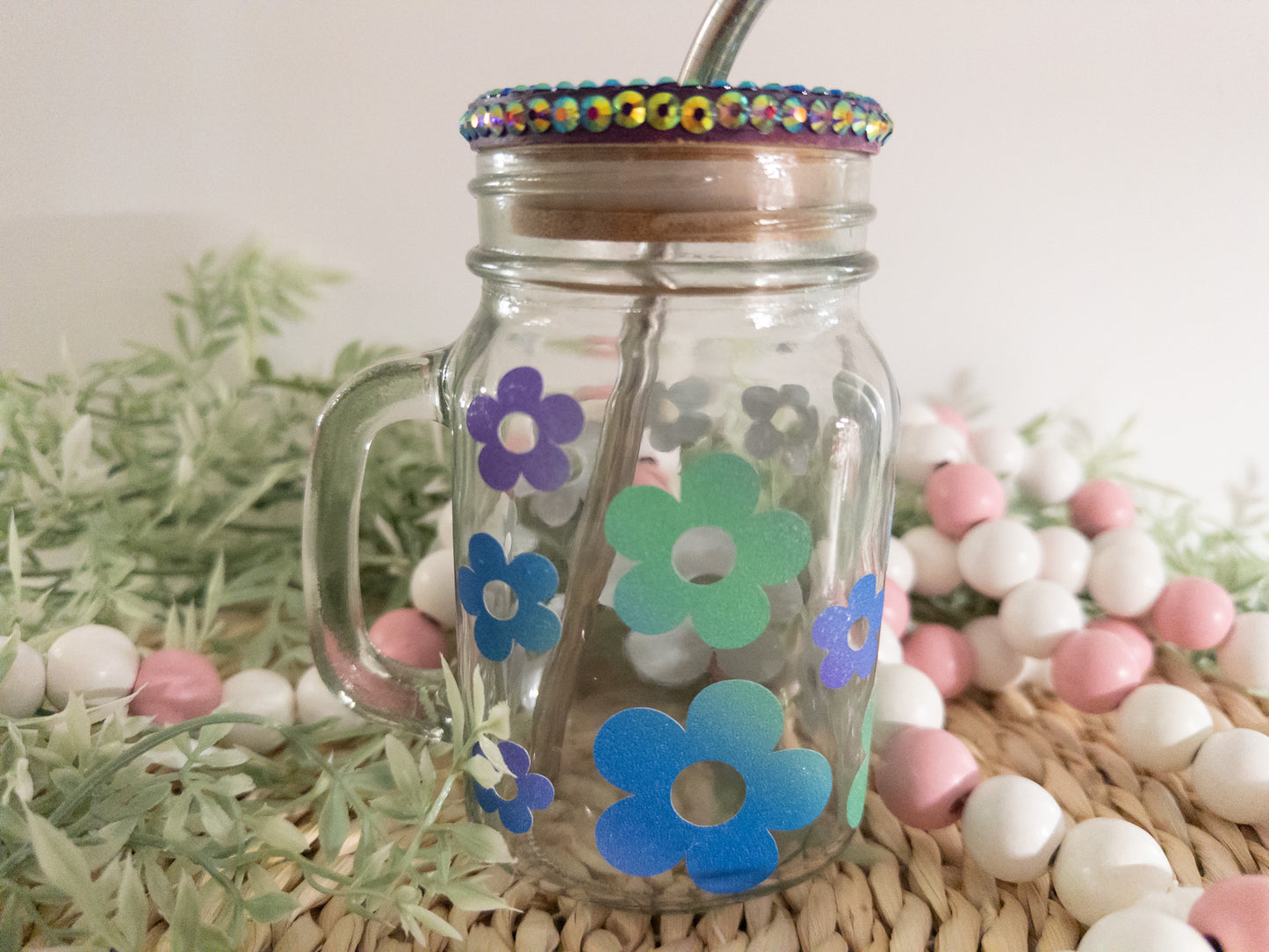Retro Flower Mason Cup