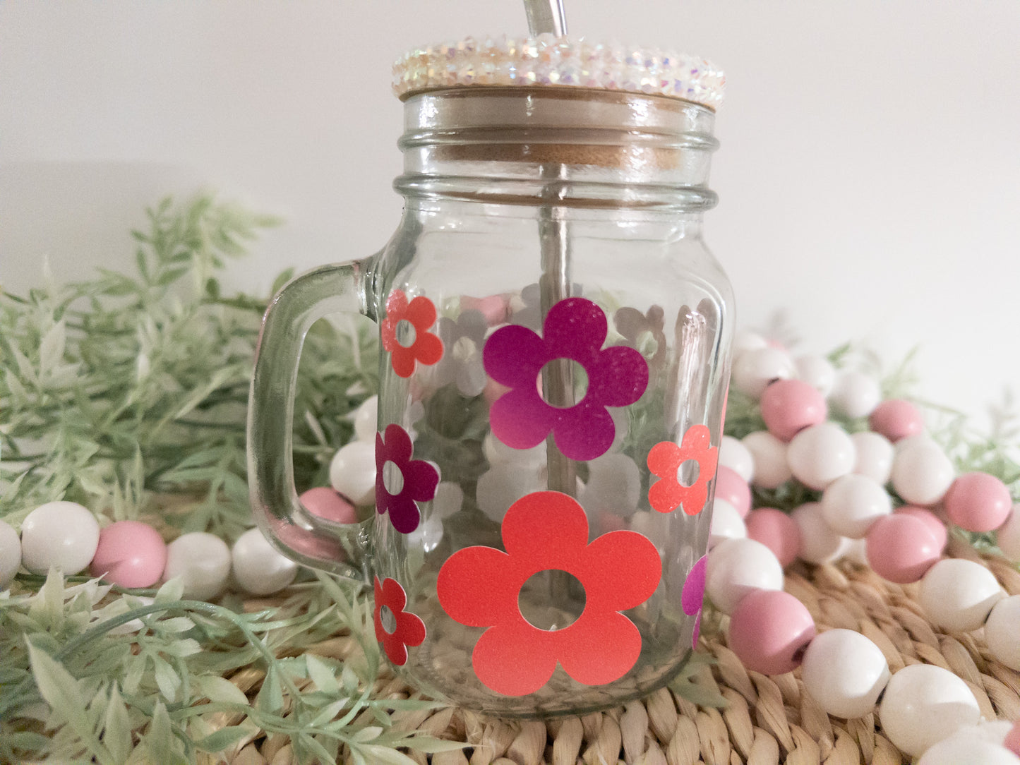 Retro Flower Mason Cup