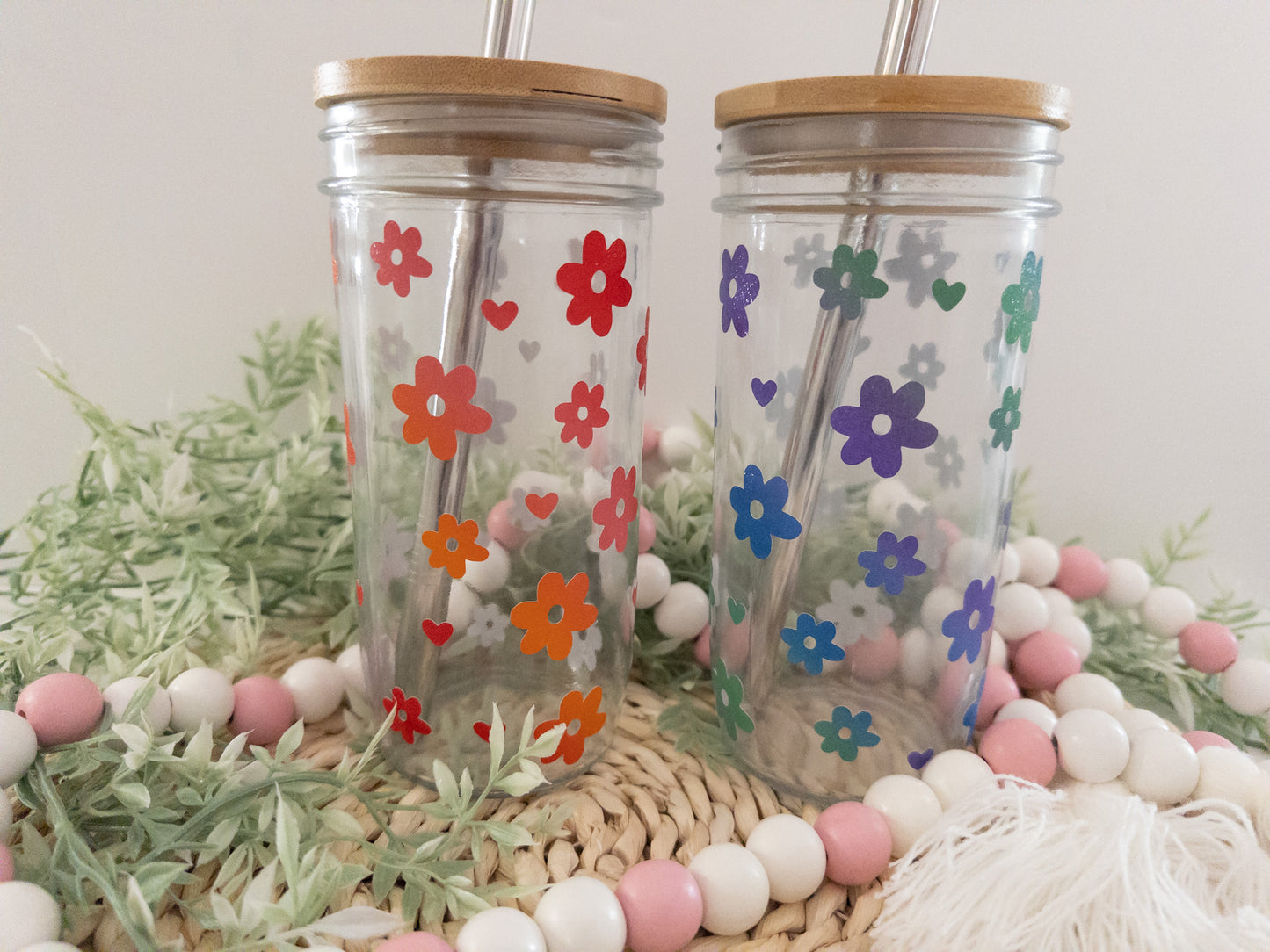 Retro Flower Mason Jar