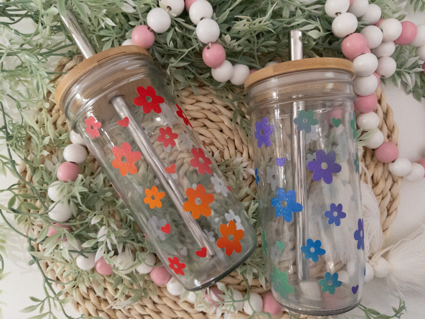 Retro Flower Mason Jar
