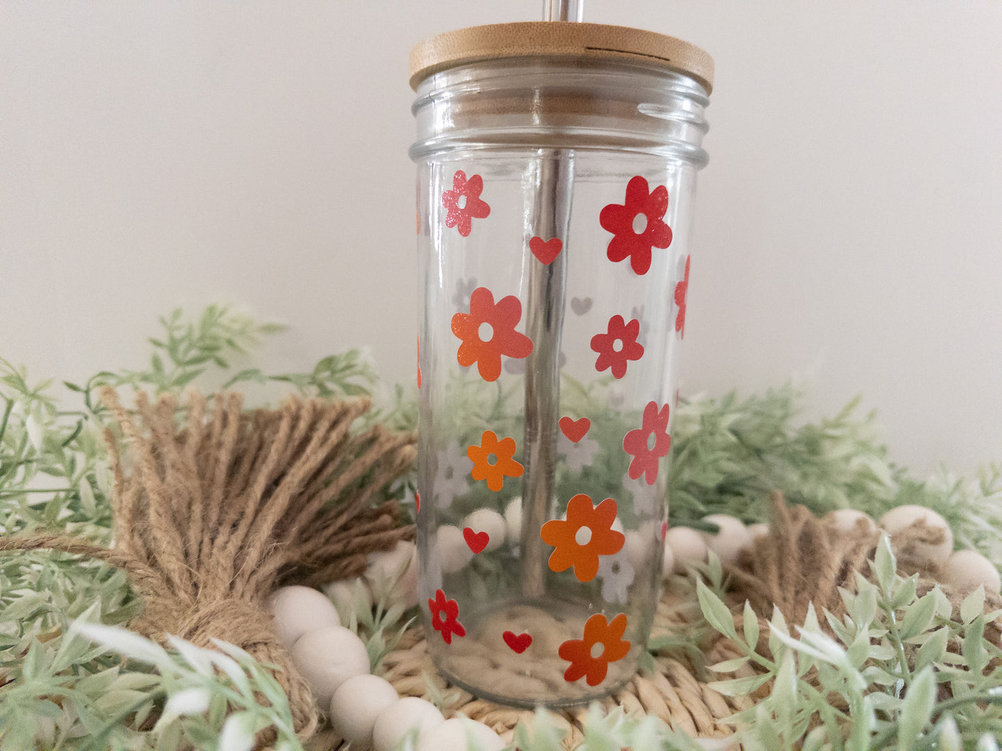 Retro Flower Mason Jar