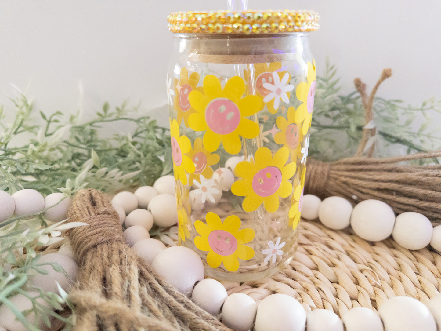 Flower Smiley Glass Gan