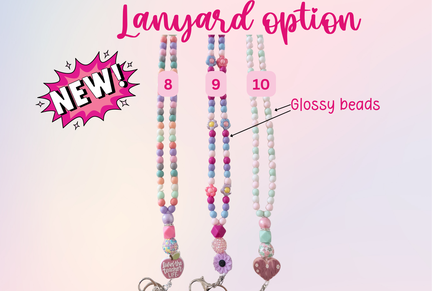 Teacher Lanyard| Therapist Lanyard, Trendy Colorful Lanyard, Beaded Lanyard,
