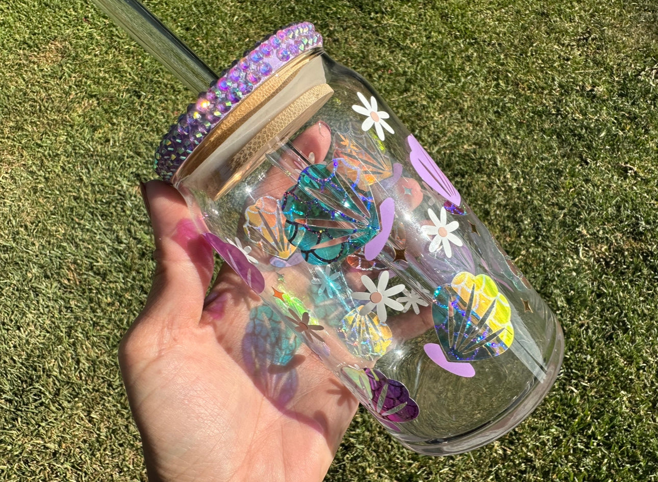 Sea Shell Glass Can