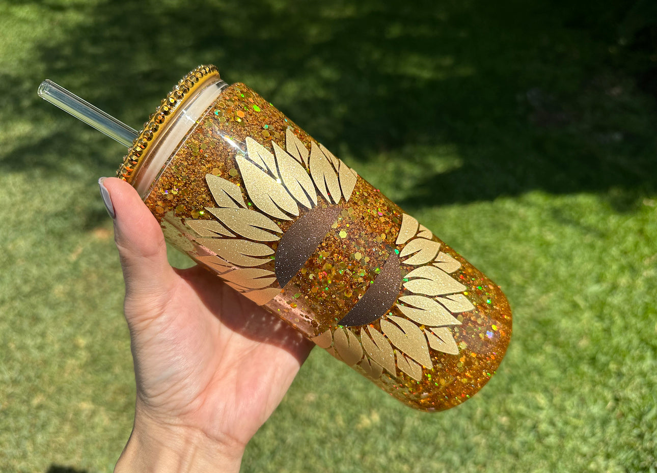Sunflower Snow Globe Glass Can
