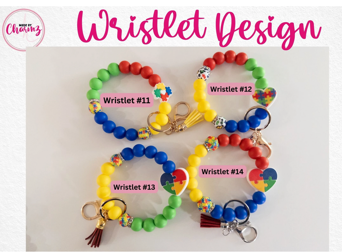 Autism Awareness Silicone Beads Keychain/Wristlet