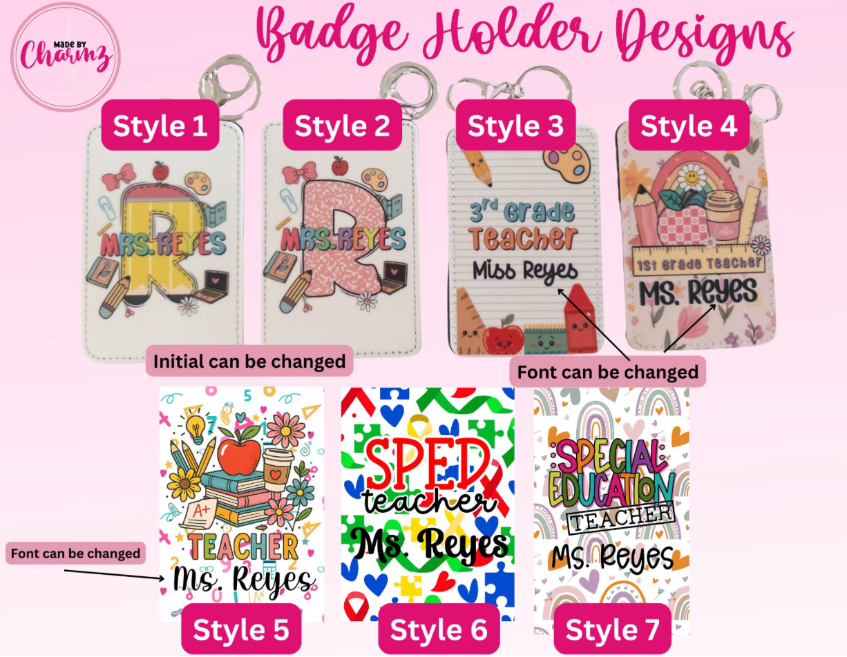 Teacher Badge Holder| Custom Teacher ID Holder, Personalized Badge Holder