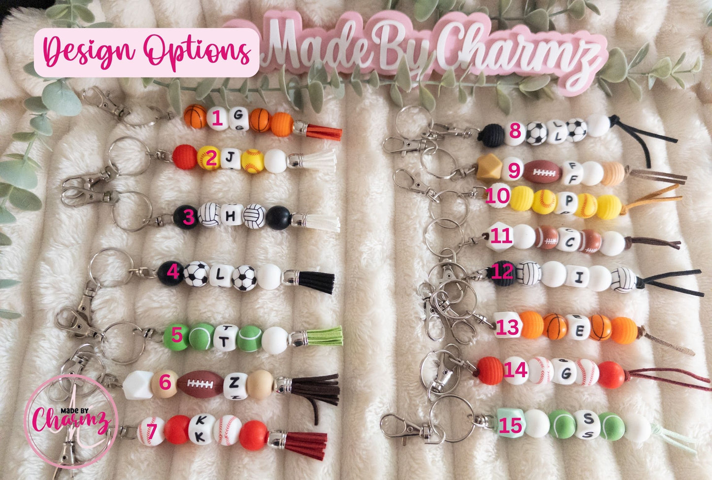 Sports Silicone Beads Keychain