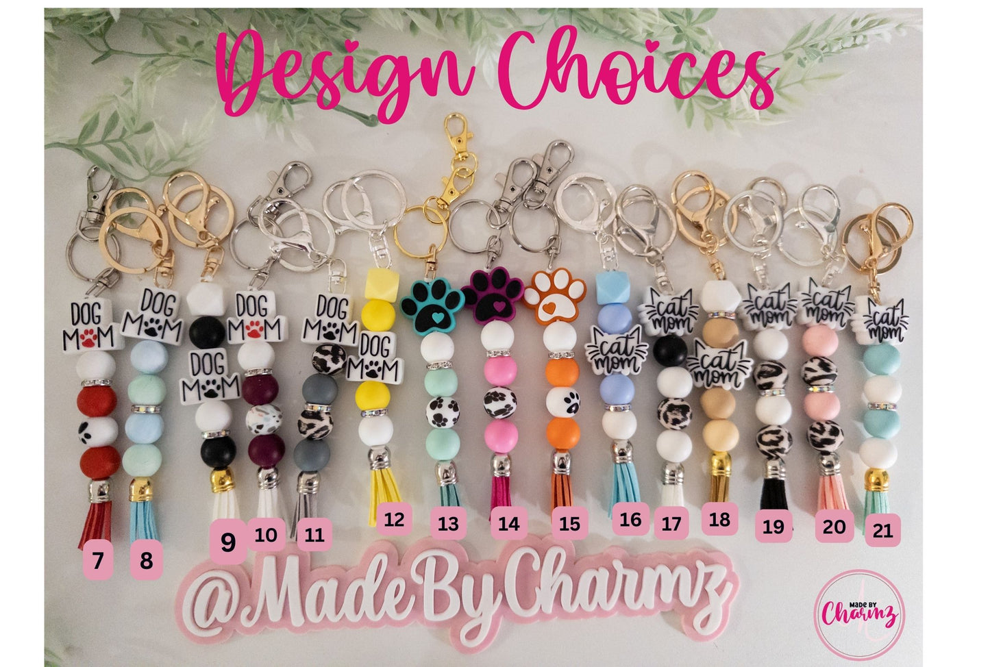 Dog and Cat Mom Silicone Beads Keychain/Wristlet