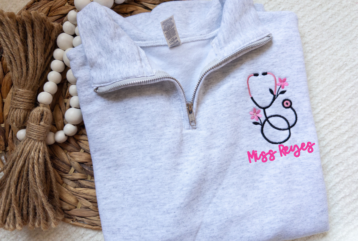 Custom Embroidered Stethoscope Sweatshirt | Nurse Pullover | Healthcare Worker Gift