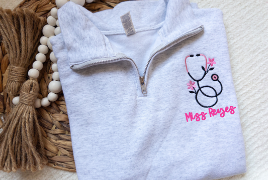 Custom Embroidered Stethoscope Sweatshirt | Nurse Pullover | Healthcare Worker Gift