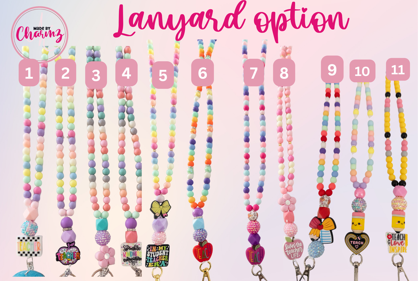 Teacher Embroidered Crewneck and Beaded Lanyard Set