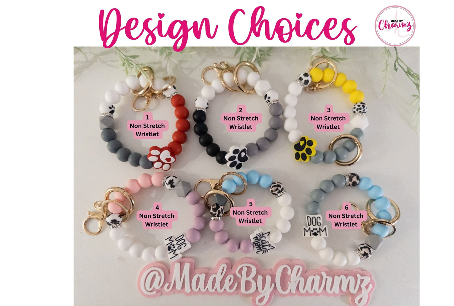 Dog and Cat Mom Silicone Beads Keychain/Wristlet