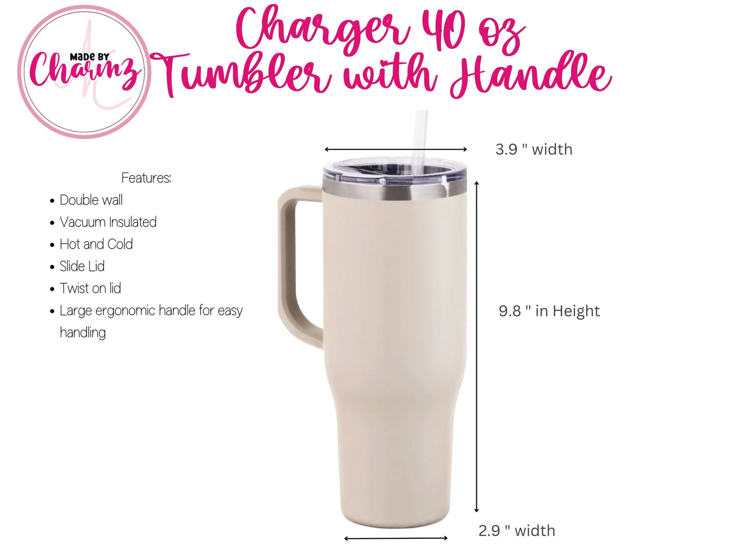 40 oz Tumbler with Handle| 40 oz Charger
