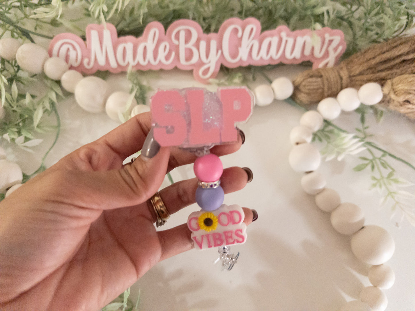 Therapist Title Badge Reels| Beaded Badge Reels