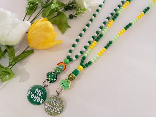 St Patricks Day Beaded Lanyard