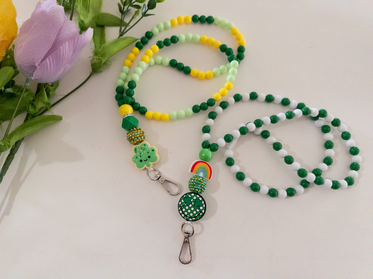 St Patricks Day Beaded Lanyard