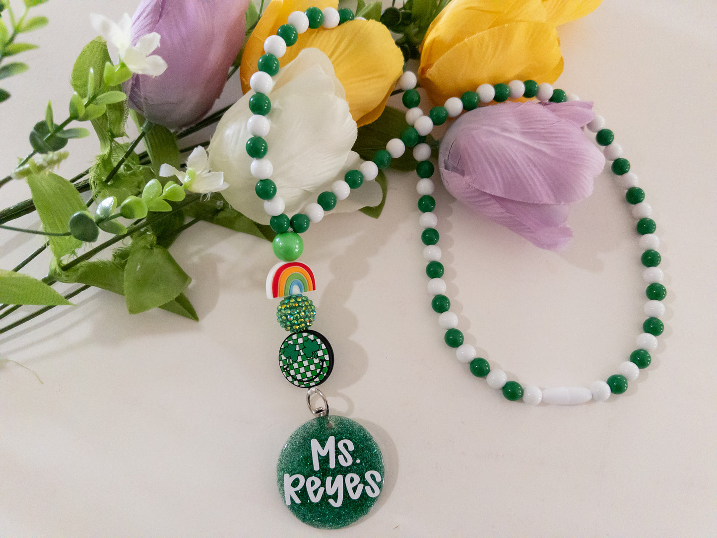 St Patricks Day Beaded Lanyard