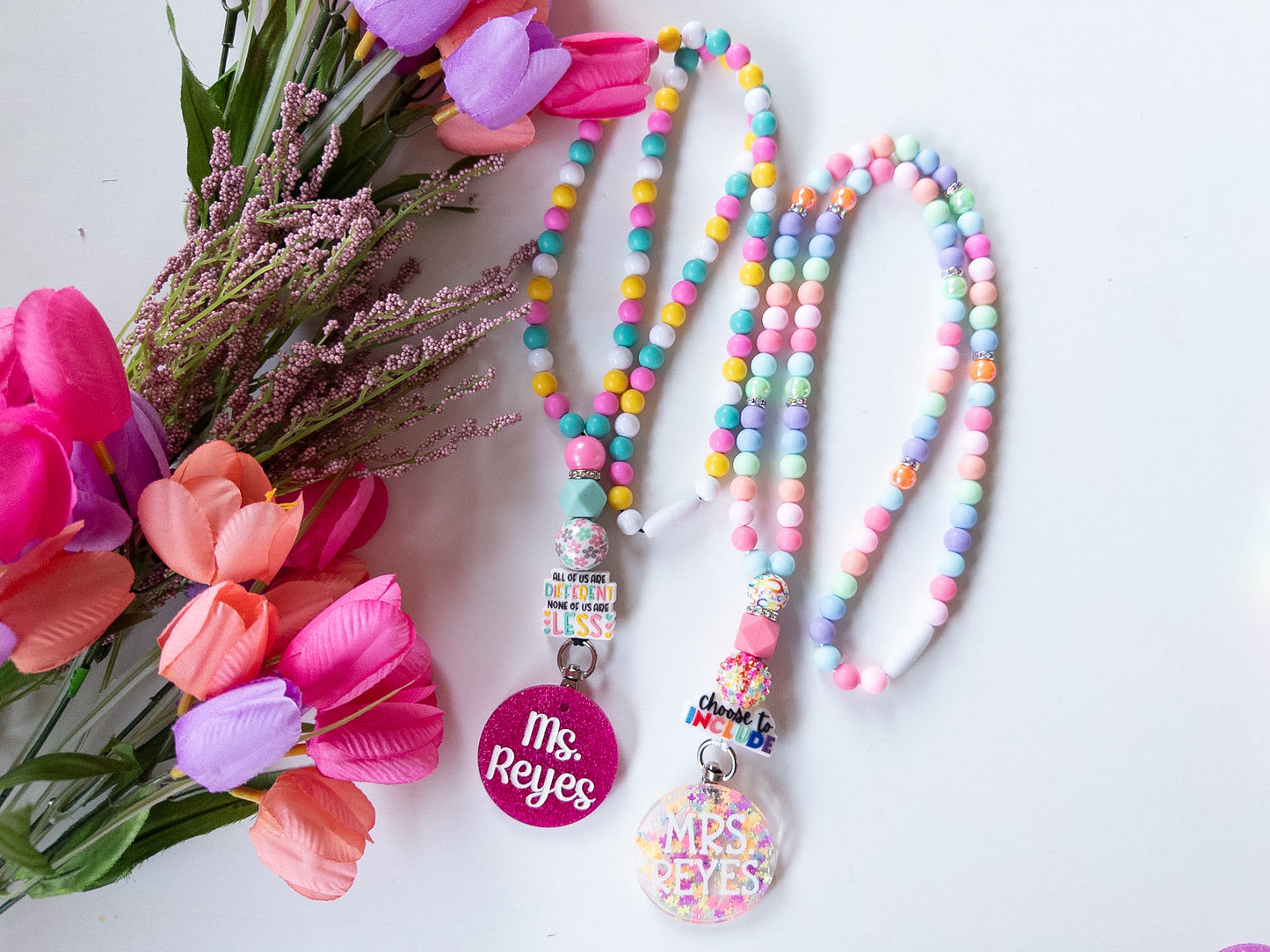 Special Education Teacher Lanyard| Beaded Lanyard, SPED Teacher ID Holder, Therapist Badge Holder, Autism Awareness lanyard