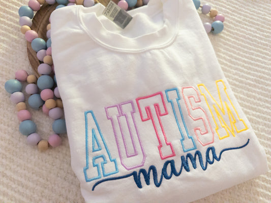 Autism Mama Embroidered Sweatshirt| Autism Mama Crewneck, Autism Hoodie Embroidery