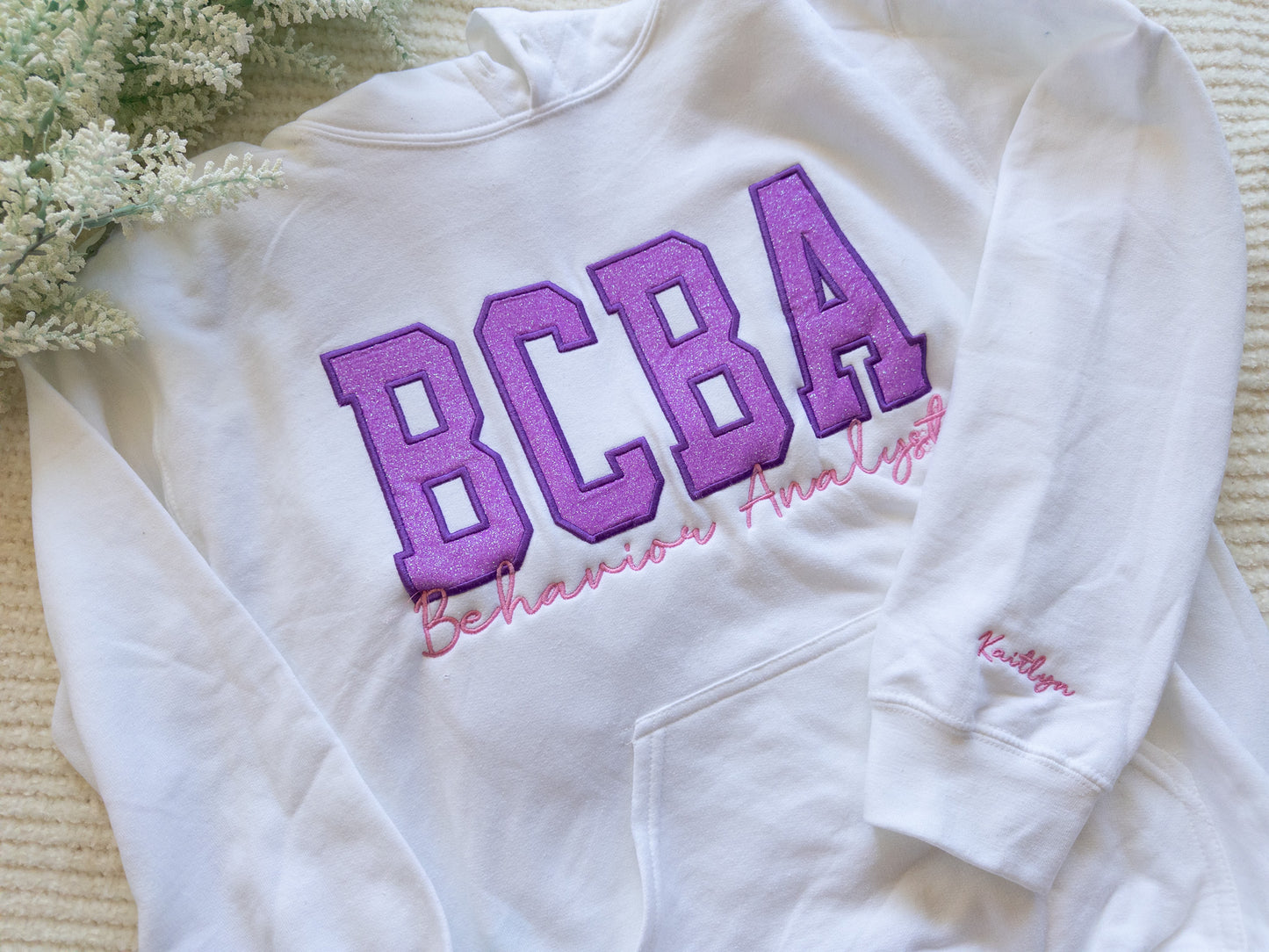 Custom Therapist Appliqué Glitter Sweatshirt| Embroidered Sweatshirt, Embroidery Apparel