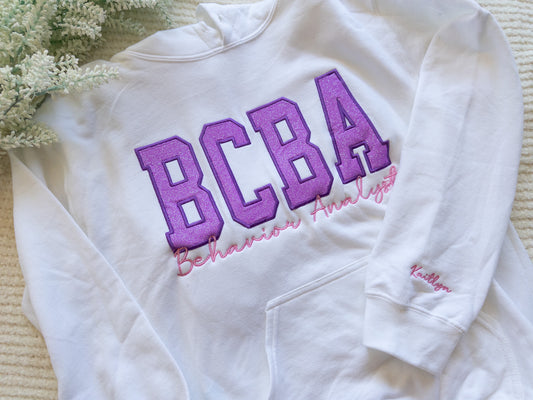 Custom Therapist Appliqué Glitter Sweatshirt| Embroidered Sweatshirt, Embroidery Apparel