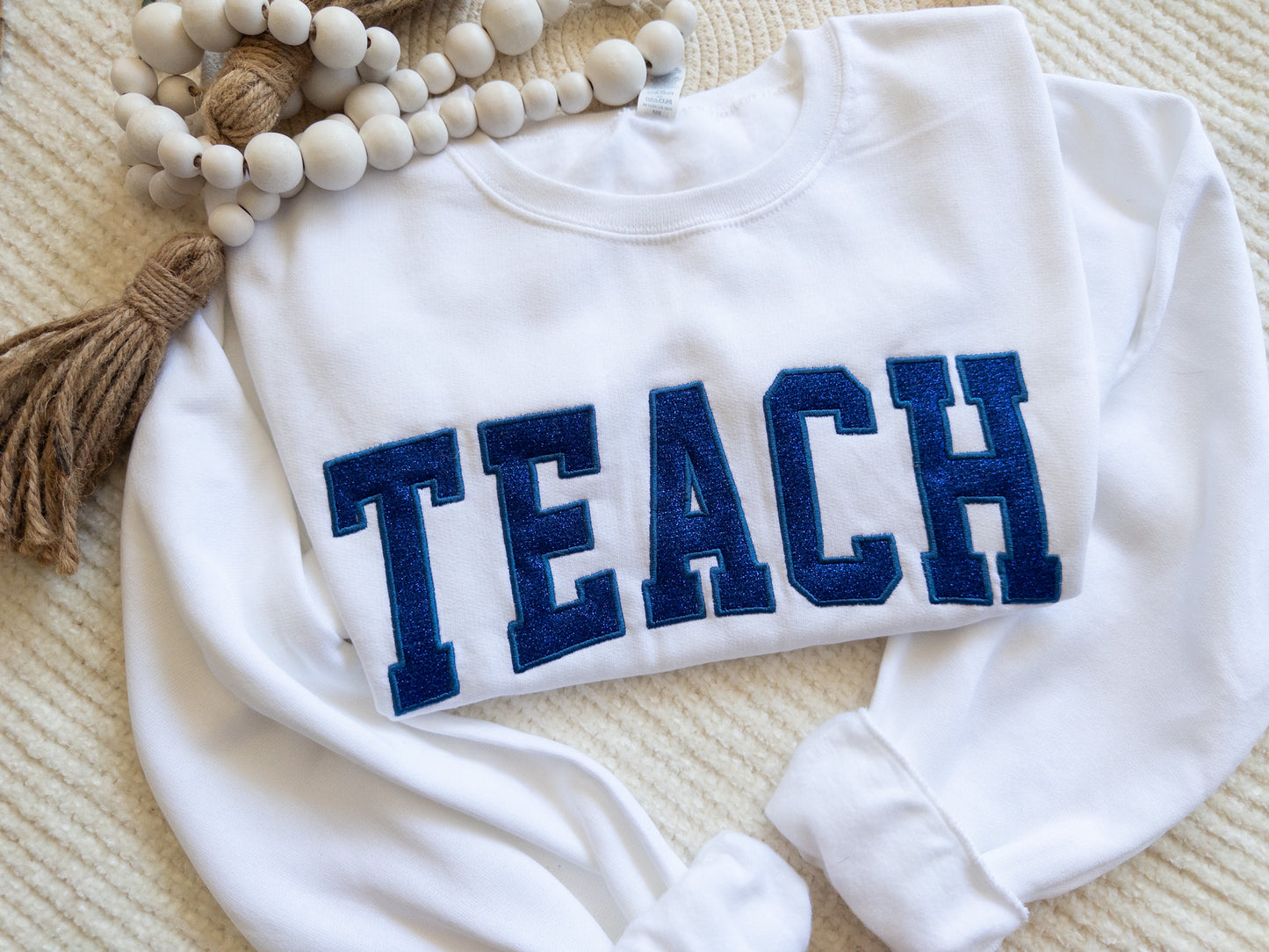 Teach Embroidered Crewneck| Teach applique Hoodie