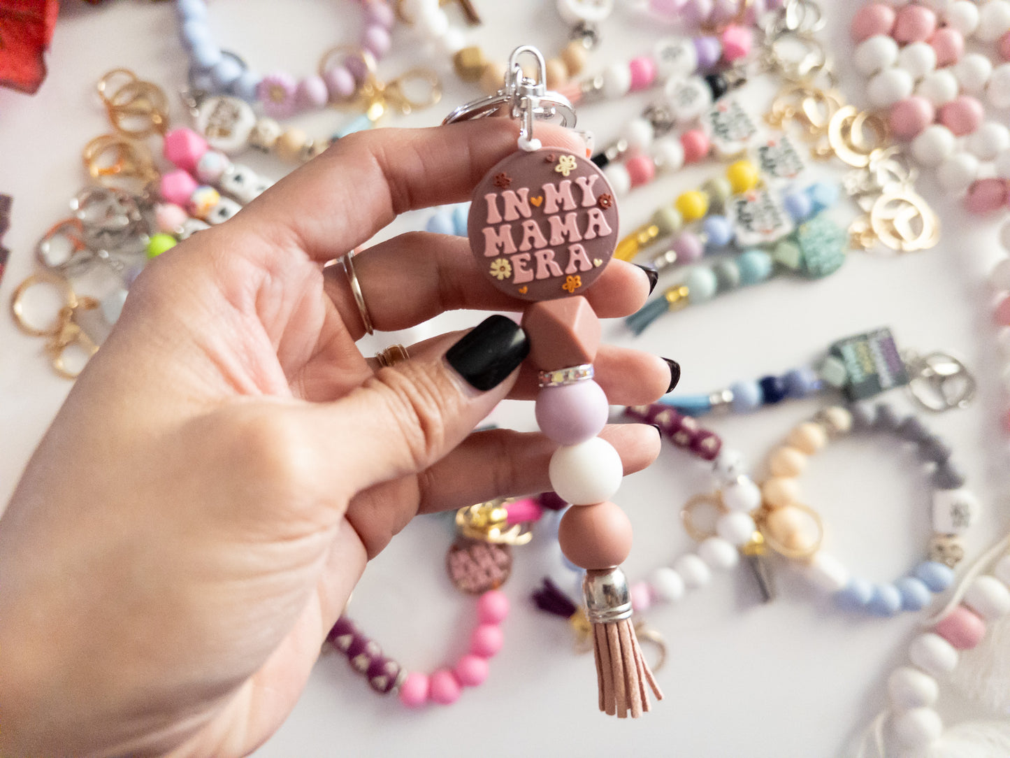Mama Silicone Beads Keychain/Wristlet