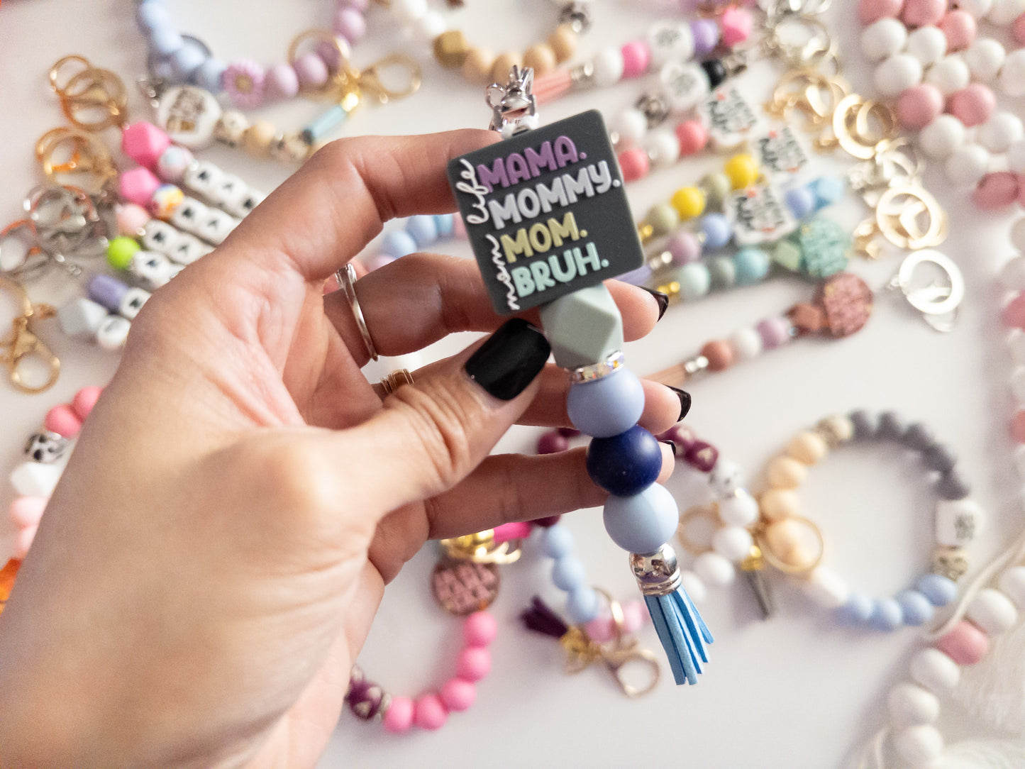 Mama Silicone Beads Keychain/Wristlet