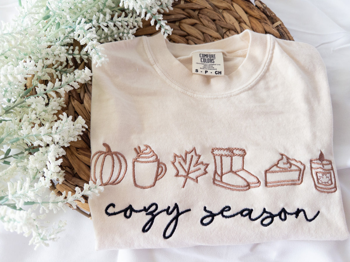 Cozy Season Embroidered Tee