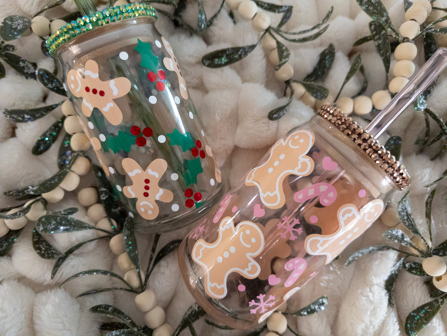Gingerbread Man Christmas Glass Can