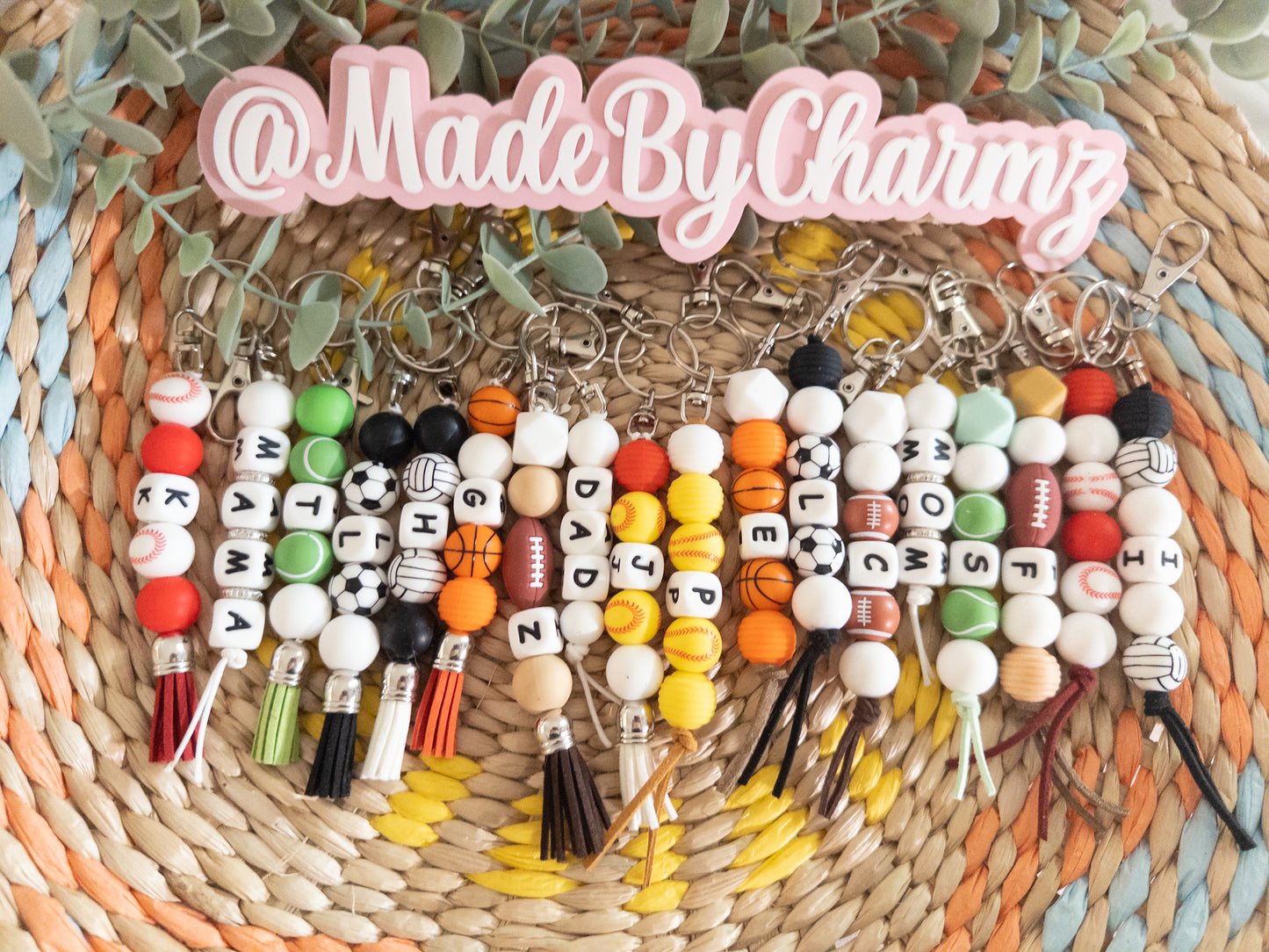 Sports Silicone Beads Keychain