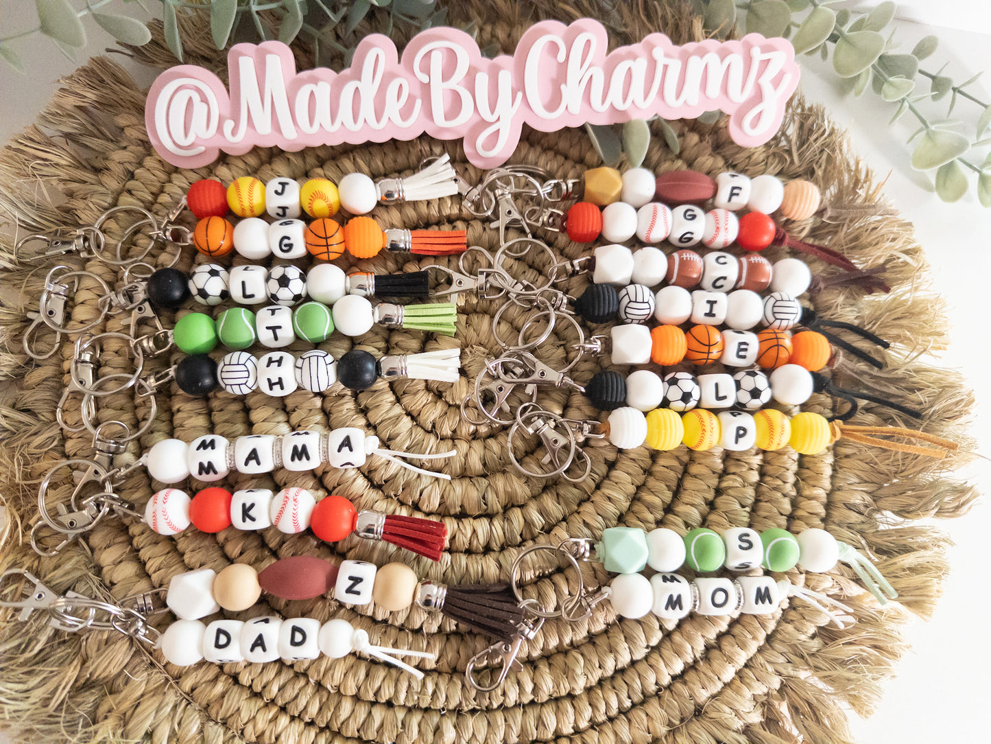 Sports Silicone Beads Keychain